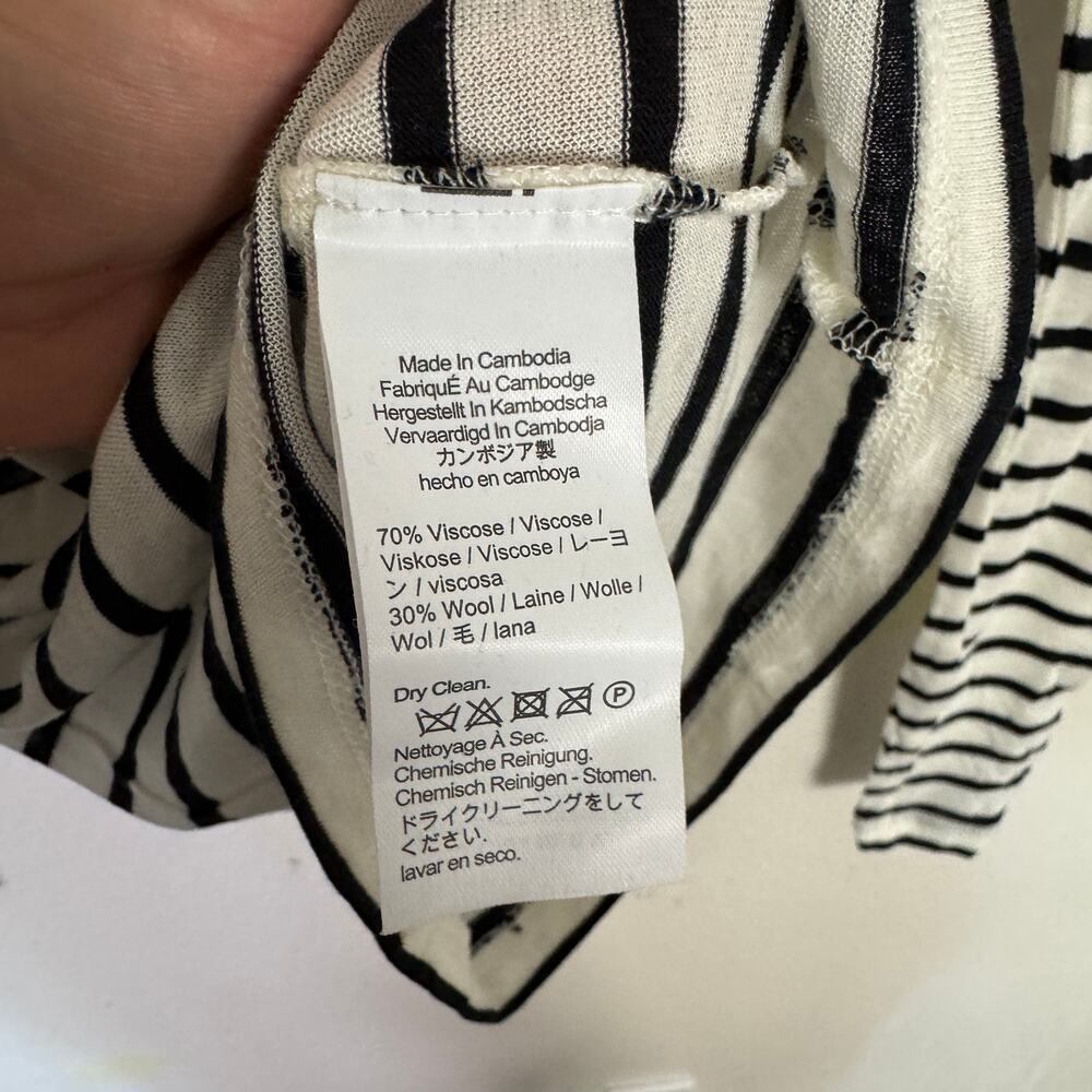 J.Crew Collection Sheer Wool Blend Long Sleeve T-Shirt WMNS S White Black Stripe - Picture 8 of 9